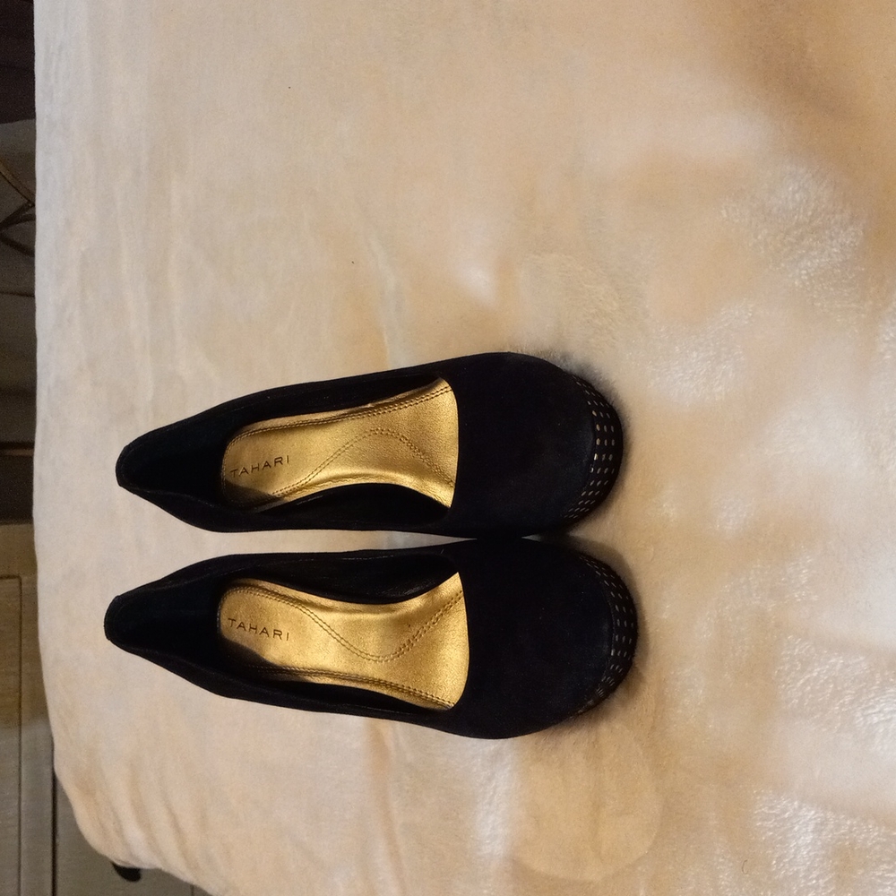 Shoes, Tahari, 8M, Black/Gold